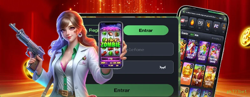 Login rápido no app pk777bet